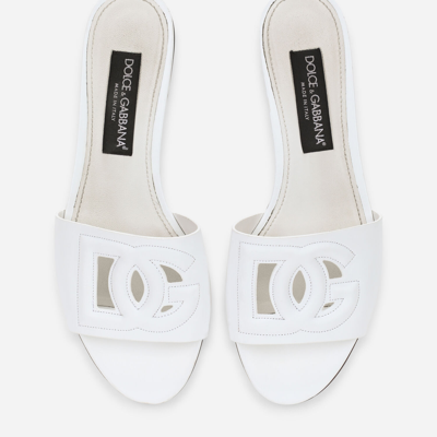 Dolce & Gabbana Leather Dg Millennials Slides In White