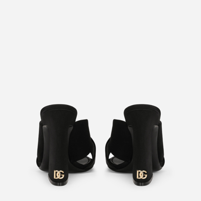 Shop Dolce & Gabbana Satin Mules With Geometric Heel In Black