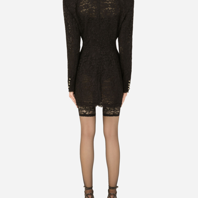 Shop Dolce & Gabbana Double-breasted Cordonetto Lace Jacket In Black