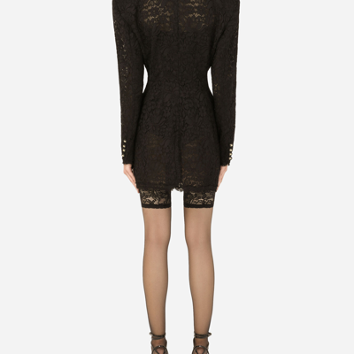 Dolce & Gabbana Double-breasted Cordonetto Lace Jacket In Black