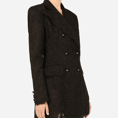 Dolce & Gabbana Double-breasted Cordonetto Lace Jacket In Black