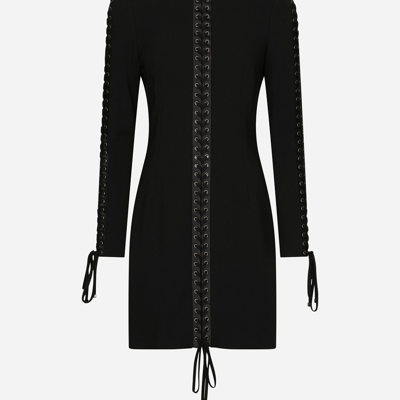 Dolce & Gabbana Woman Mini Dress Black Size 4 Viscose, Silk, Elastane In Black