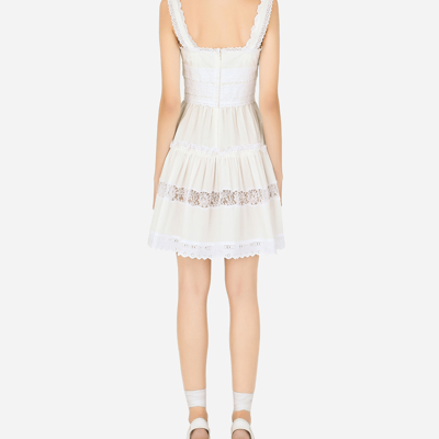 Shop Dolce & Gabbana Short Poplin Dress With Crystal-embellished Dg Details In White
