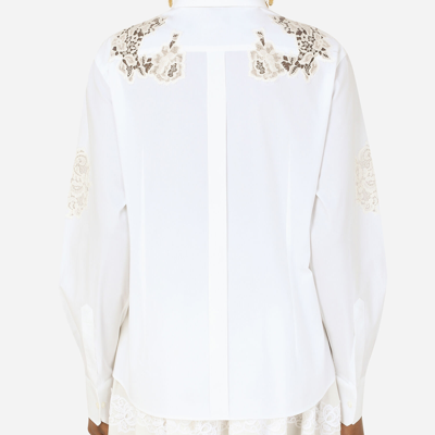 Dolce & Gabbana Poplin Shirt With Lace Openwork In White