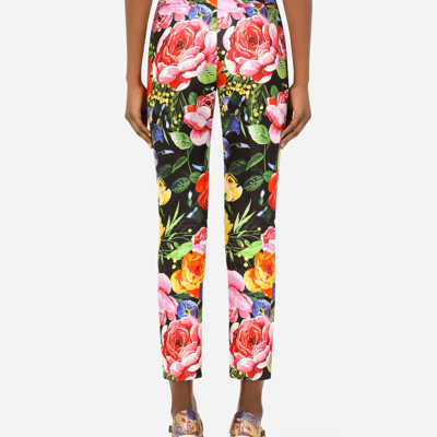 Shop Dolce & Gabbana Bouquet-print Mikado Pants In Multicolor