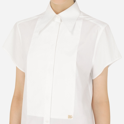 Dolce & Gabbana Poplin Shirt With Shirt Front And Dg Logo In White