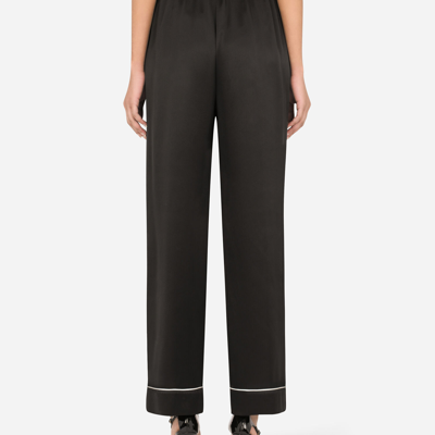 Shop Dolce & Gabbana Satin Pajama Pants With Piping In Black