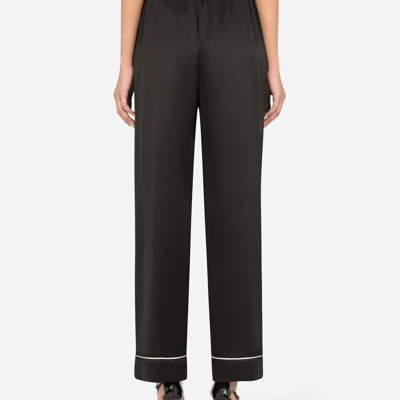 Dolce & Gabbana Satin Pajama Pants With Piping In Black
