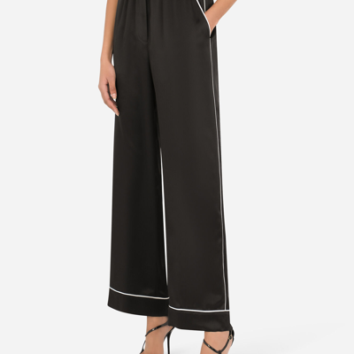 Dolce & Gabbana Satin Pajama Pants With Piping In Black