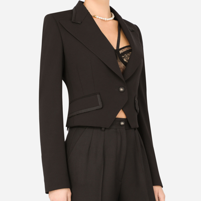 Dolce & Gabbana Short Wool And Cordonetto Lace Jacket In Black