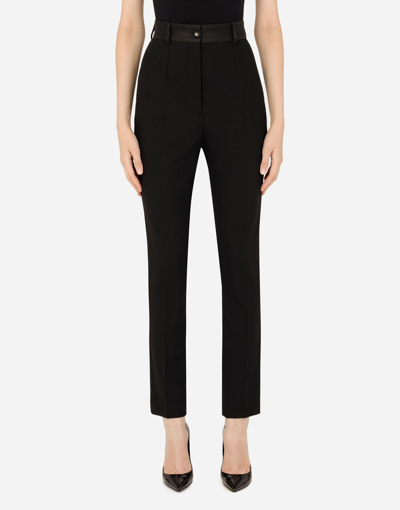 Shop Dolce & Gabbana Woolen Tuxedo Pants In Black