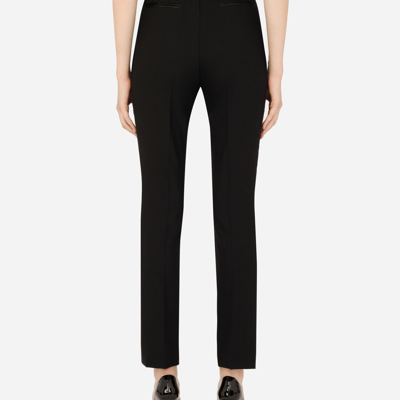 Shop Dolce & Gabbana Woolen Tuxedo Pants In Black