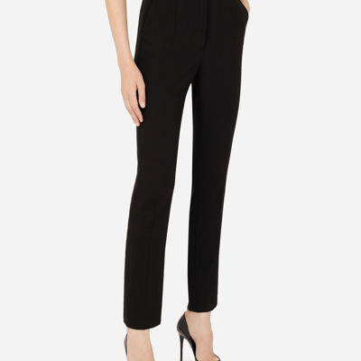 Shop Dolce & Gabbana Woolen Tuxedo Pants In Black