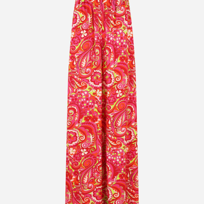 Shop Dolce & Gabbana 60s-print Charmeuse Palazzo Pants In Multicolor