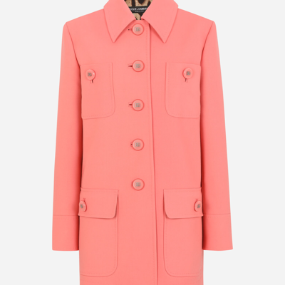 Shop Dolce & Gabbana Short Double Wool Coat In Pink