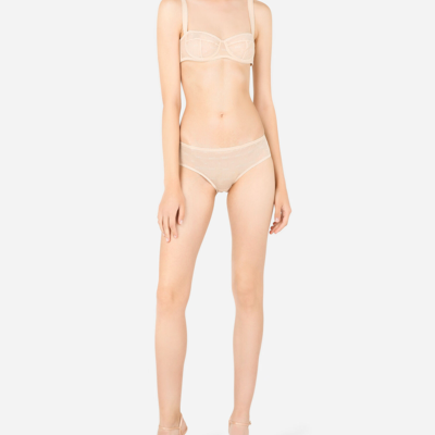 Shop Dolce & Gabbana Jacquard Tulle Briefs In Pale Pink