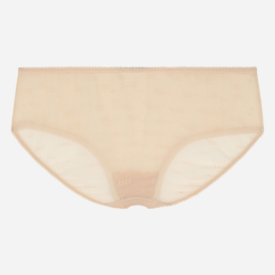 Shop Dolce & Gabbana Jacquard Tulle Briefs In Pale Pink