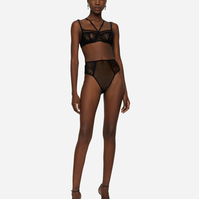 Dolce & Gabbana High-waisted Lace Briefs In Black