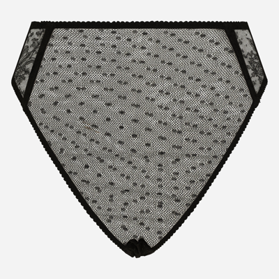 Dolce & Gabbana High-waisted Lace Briefs In Black