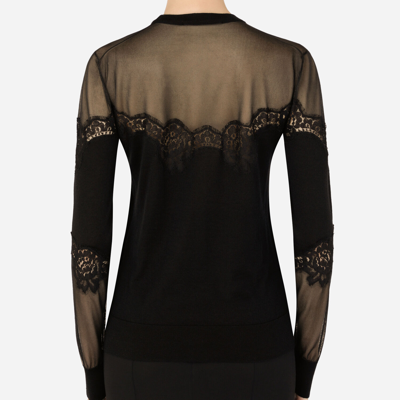 Shop Dolce & Gabbana Cashmere, Tulle And Silk Cardigan With Lace In Black