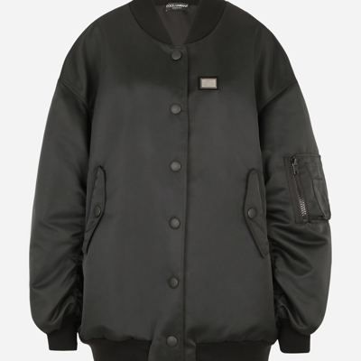 Dolce & Gabbana Duchesse Jacket With Branded Plate In Black