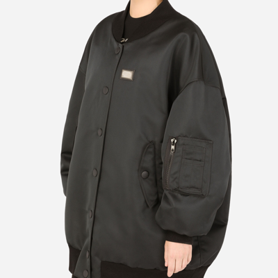 Dolce & Gabbana Duchesse Jacket With Branded Plate In Black