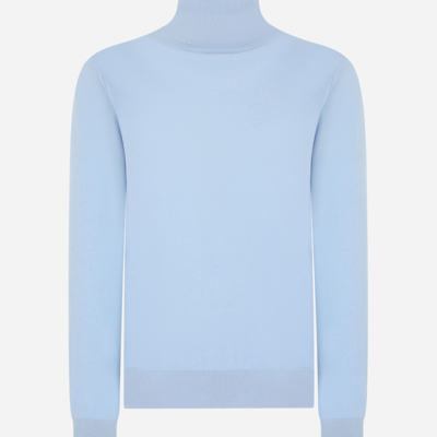 Dolce & Gabbana Extra-fine Cashmere And Silk Turtleneck Sweater In Azure