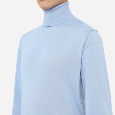Dolce & Gabbana Extra-fine Cashmere And Silk Turtleneck Sweater In Azure