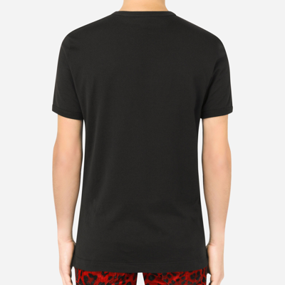 Shop Dolce & Gabbana Cotton T-shirt With Dg Embroidery And Patch In Black