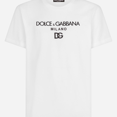 Shop Dolce & Gabbana Cotton T-shirt With Dg Embroidery And Patch In White