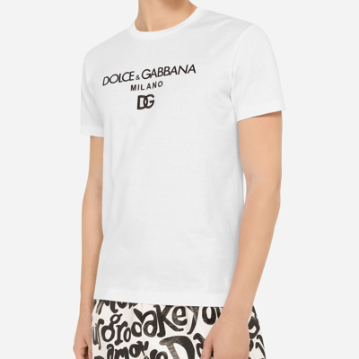 Shop Dolce & Gabbana Cotton T-shirt With Dg Embroidery And Patch In White