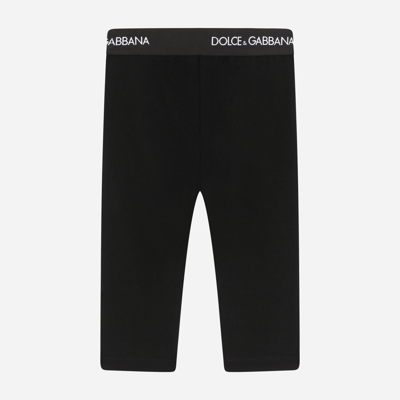 Shop Dolce & Gabbana Interlock Leggings With Multi-colored Studs In Black