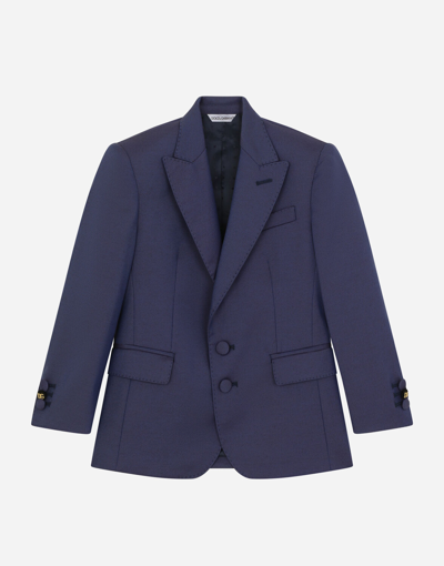 Shop Dolce & Gabbana Single-breasted Woolen Jacket In Blue