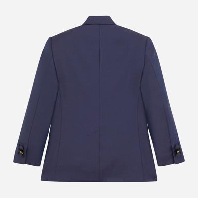 Shop Dolce & Gabbana Single-breasted Woolen Jacket In Blue