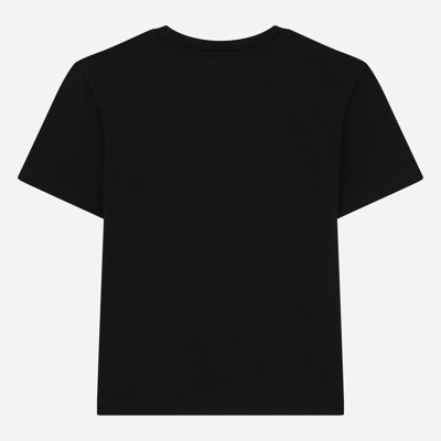 Shop Dolce & Gabbana Jersey T-shirt With Dg Milano Print In Black