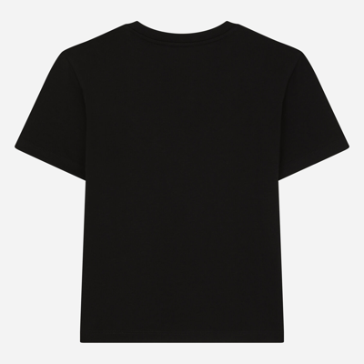 Dolce & Gabbana Jersey Round-neck T-shirt With Dg Milano Embroidery In Black