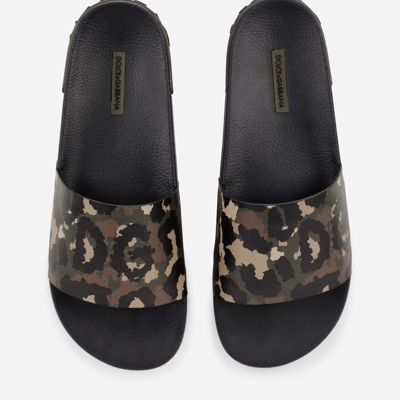 Shop Dolce & Gabbana Camouflage Rubber Beachwear Sliders In Multicolor