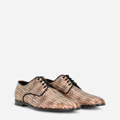 Dolce & Gabbana Suede Derby Shoes With Fusible Rhinestone Detailing In Multicolor