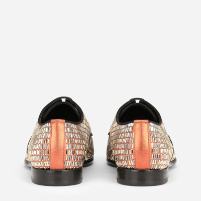 Dolce & Gabbana Suede Derby Shoes With Fusible Rhinestone Detailing In Multicolor