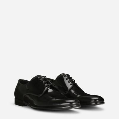 Dolce & Gabbana Calfskin Derby Shoes In Black