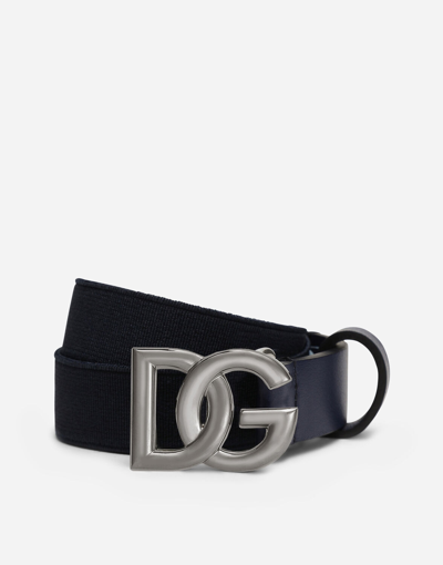 Shop Dolce & Gabbana Stretch Belt With Dg Logo In White