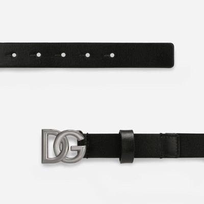 Dolce & Gabbana Black Belt With Buckle Closure And Interwoven Design In Leather Man In Black