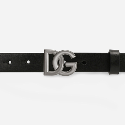 Dolce & Gabbana Black Belt With Buckle Closure And Interwoven Design In Leather Man In Black