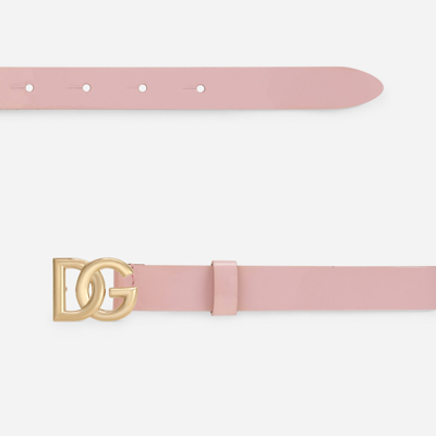 Dolce & Gabbana Patent Leather Belt With Dg Logo In Pink