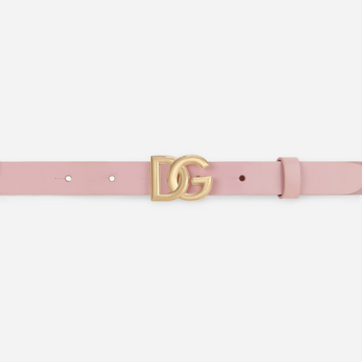 Shop Dolce & Gabbana Patent Leather Belt With Dg Logo In Pink