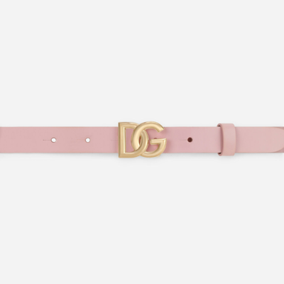 Dolce & Gabbana Patent Leather Belt With Dg Logo In Pink