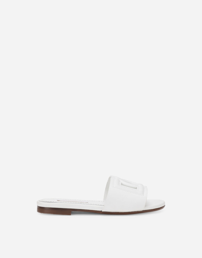 Shop Dolce & Gabbana Leather Dg Millennials Sliders In White