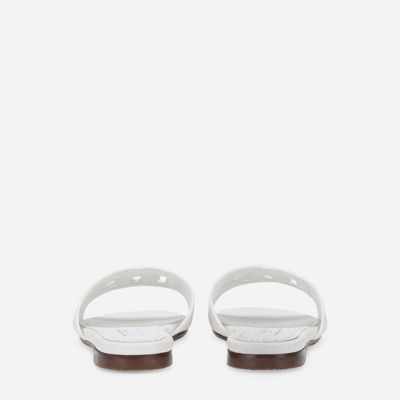 Dolce & Gabbana Leather Dg Millennials Slides In White
