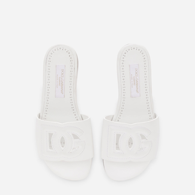 Dolce & Gabbana Leather Dg Millennials Slides In White
