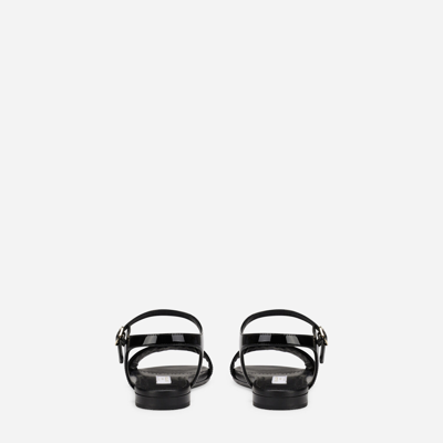 Shop Dolce & Gabbana Patent Leather Sandals With Dg Logo In Black